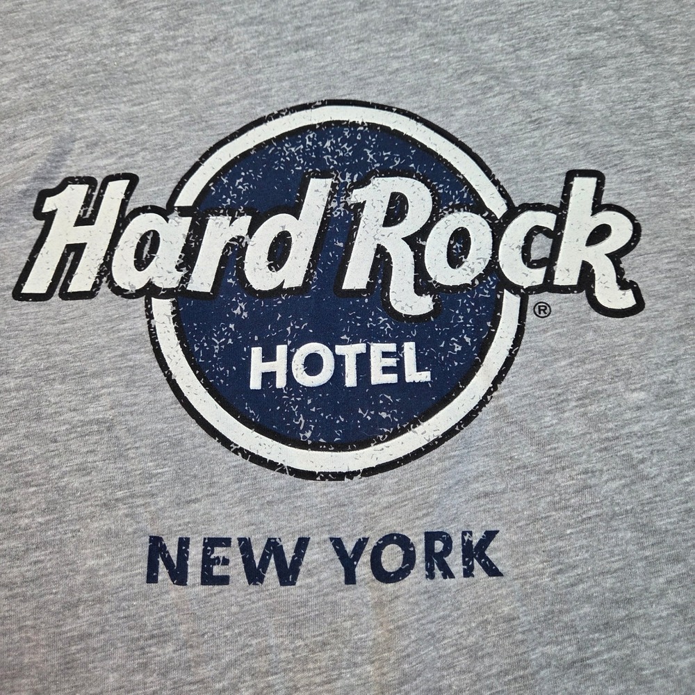 Hard Rock Hotel New York T-Shirt Mens Large Gray Graphic Tee FASLOGTGREY NEW